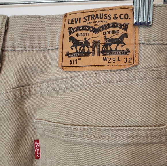 Levi's 511 Slim Fit Tan Mid Rise Jeans With Stretch 29 X 32 - Picture 13 of 16